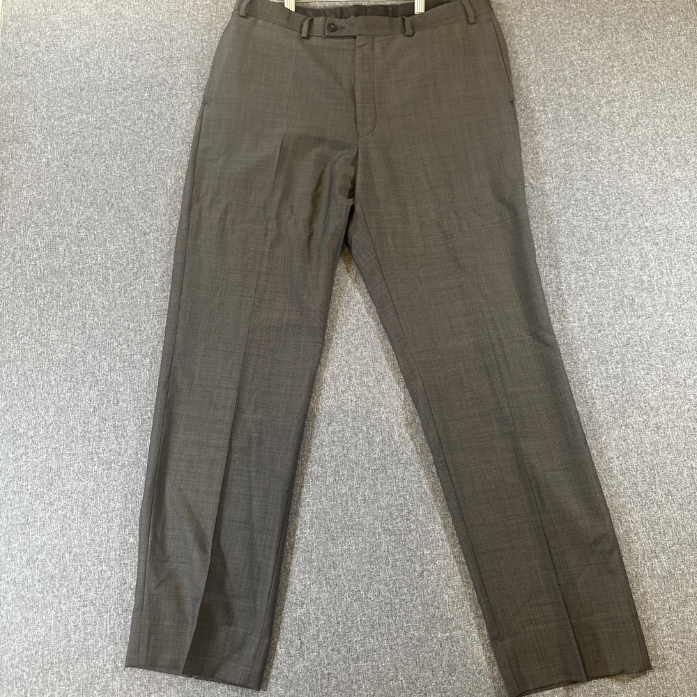 Calvin Klein Mens Dress Pants 36x34 Gray Flat Front Straight Fit Work Office
